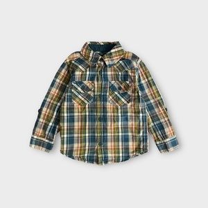 Tea Collection Green & Blue Plaid Pocket Button Up Shirt